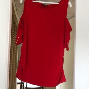 Red, cold shoulder top designer